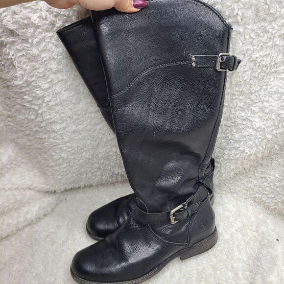 Frye Phillip Black Leather Womens Riding Boots size 6.5 - Picture 5 of 10